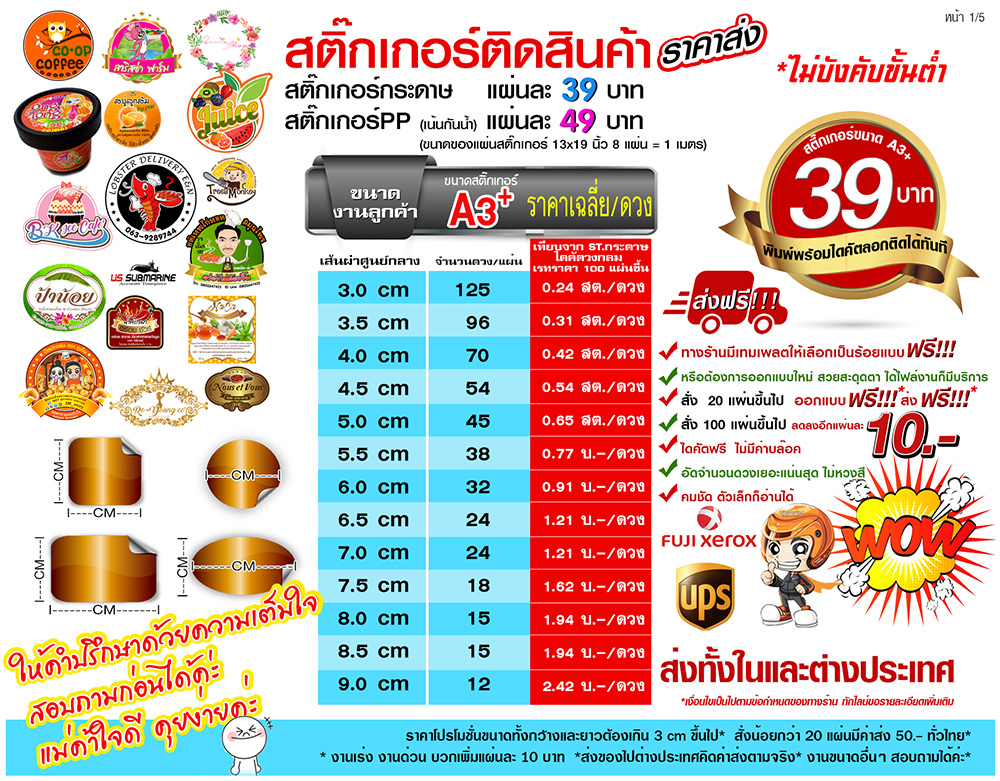 สติ๊กเกอร์ logo ฉลากสินคา้ ออกแบบฟรี ส่งฟรี ถูก กันน้ำ